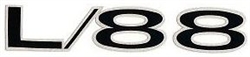 427 L/88 Hood, Fender, Engine Decal, Black with Silver Trim, Each