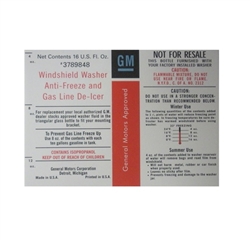 Windshield Washer, Anti-Freeze Bottle Label, 3789848