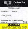 1979 Camaro Air Conditioning Compressor Decal, Delco 1131142