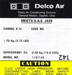 1979 Camaro Air Conditioning Compressor Decal, Delco 1131142
