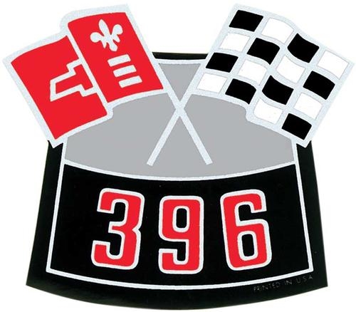 396 Crossed Flags Air Cleaner Breather Decal