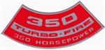 350 Turbo-Fire 350 Horsepower Air Cleaner Breather Decal