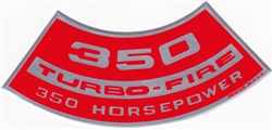 350 Turbo-Fire 350 Horsepower Air Cleaner Breather Decal