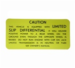 1970 - 1973 Canadian Trunk Caution Positraction with Limited Slip Differential Decal