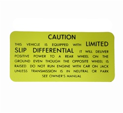 1970 - 1973 Canadian Trunk Caution Positraction with Limited Slip Differential Decal