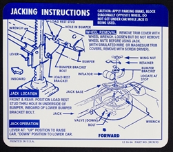 1967 - 1968 Camaro Instruction Information Decal, Trunk Jack, Space Saver, Convertible | Camaro Central