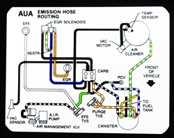 1981 Camaro Z28 Emission Hose Routing Decal, Automatic Transmission, AUA Code