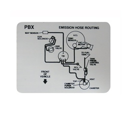 1992 Emission Decal, A/T or M/T, 5.0, PBX, Hose Routing