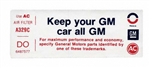 1973 Air Cleaner Decal, Keep Your GM Car All GM, Z28, DO, 6487577