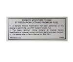 Fuel Recommendation Warning Decal, 97 Octane Research Level