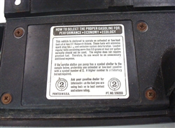 1971 - 1981 Camaro Glove Box Fuel Recommendation Decal, 339203