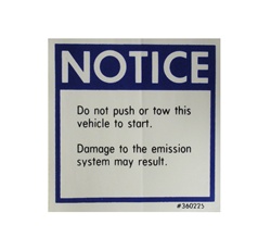 Glovebox Warning Notice Decal, Push Start, 360225