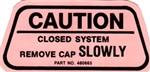 1970 Camaro Fuel Gas Cap Caution Decal, For California Models