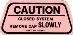 1970 Camaro Fuel Gas Cap Caution Decal, For California Models