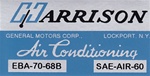 1968 Camaro Air Conditioning Evaporator Box, Harrison Decal