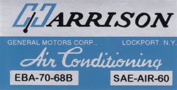 1968 Camaro Air Conditioning Evaporator Box, Harrison Decal