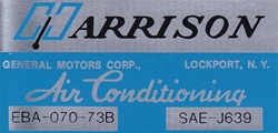 1973 Camaro Air Conditioning Evaporator Box, Harrison Decal