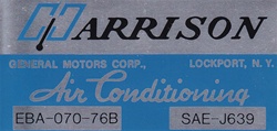 1976 Camaro Air Conditioning Evaporator Box, Harrison Decal