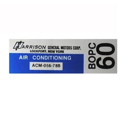 1978 Camaro Harrison Air Conditioning Evaporator AC Box Decal