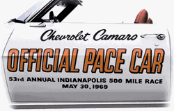 1969 Camaro Official Pace Car Door Decals Set