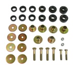 1967 - 1981 Camaro Black Polyurethane Body Mount Bushing Set with Steel Sleeves, Hardware Included