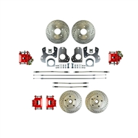 1982 - 1992 Camaro Front and Rear Disc Brake Kit, Red Calipers, Drilled & Slotted Rotors