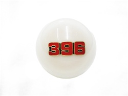 Custom White Shifter Knob Ball with 396 Logo, 3/8 Coarse Thread
