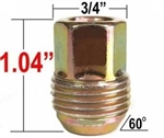 1982 - 2002 Camaro Wheel Lug Nut - Gold Cadium Plated - OE Style, GM 12mm 1.50 Type Lug Nut with External Threads