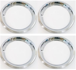 15 x 6 Rally Wheel Trim Rings, Stainless Steel - Set of 4, USA Made with Notched Valve Stem Opening