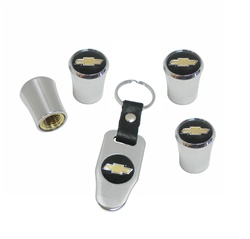 Gold Bowtie Wheel Valve Stem Caps With Keychain