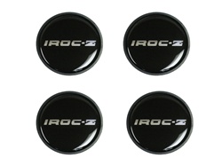 1985 - 1987 Camaro IROC-Z Wheel Center Caps, Set of 4 Black and Silver