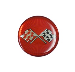 Center Cap Decal Decal, Red with Crossed Flags, 1 3/4 Inches, Each