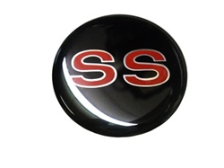 Center Cap Decal Decal, Black with Red SS, 2 1/8 Inches, Each