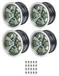 1970 - 1981 Five Spoke Mag Wheel Kit, New with Center Cap and Trim Ring Choices