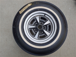 Uniroyal Glasbelt Fastrak Belted White Wall Tire and Rallye Wheel Combo, Used Vintage GM