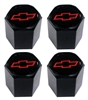 Tire Air Valve Stem Caps with Red Chevy Bowtie, Set of 4