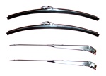 1967 - 1969 Camaro Windshield Wiper Arms and Blades Kit for Hardtops, Brushed Finish