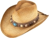 Kenny K- Burnished Raffia Southwestern  Straw Hat w/ Turquoise Concho