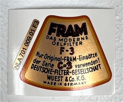 Fram Small F-3 Decal for Oil Canister Top Center