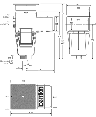 Certikin Skimmer collar weir with liner adaptor kit