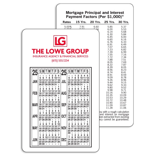 59-152 Mortgage Interest Information/Calendar Card