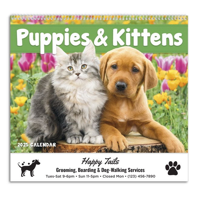 61-807 Puppies & Kittens Wall Calendar