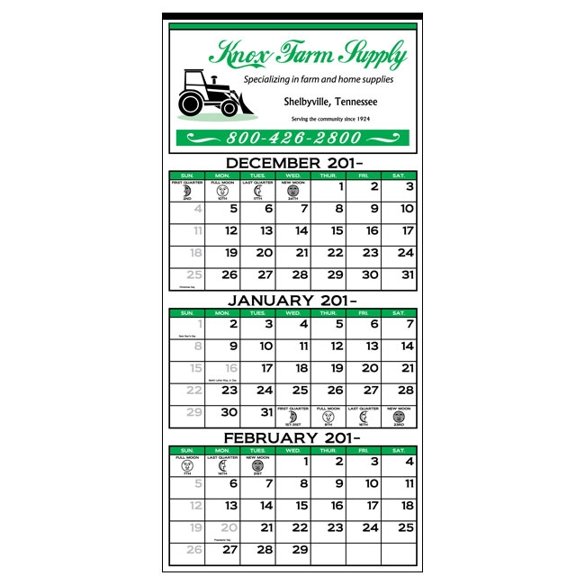 89-62 3-Month Display Calendar