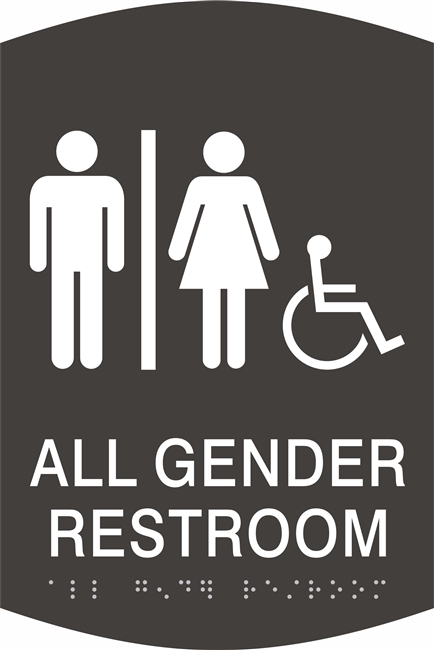 All Gender Handicap Restroom  ADA Braille Sign