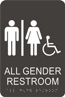 All Gender Handicap Restroom  ADA Braille Sign