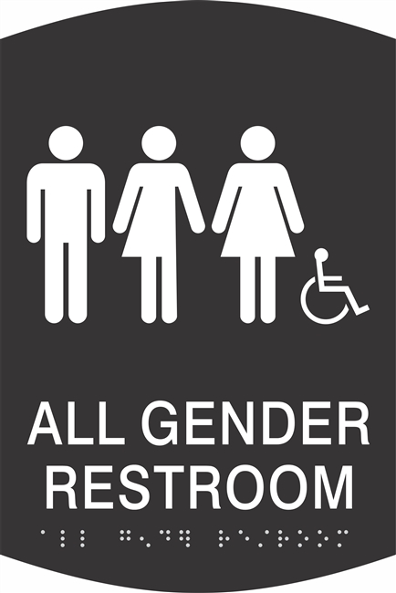 All Gender Handicap Restroom  ADA Braille Sign