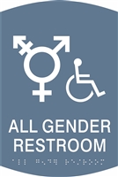 All Gender Handicap Restroom  ADA Braille Sign