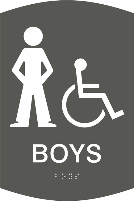 Boy's Handicap Restroom ADA Braille Sign