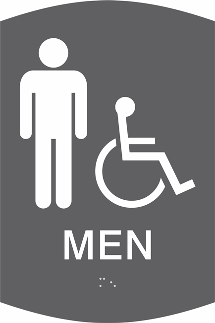 Men's Handicap Restroom ADA Braille Sign