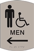 Men's Handicap Restroom ADA Braille Sign with Arrow Options